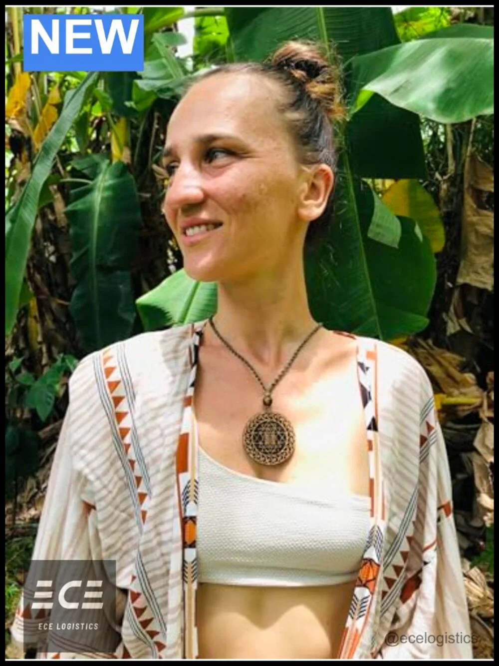 Handmade Wood Sri Yantra Mandala Necklace Tiger Eye Stone Macrame Spiritual